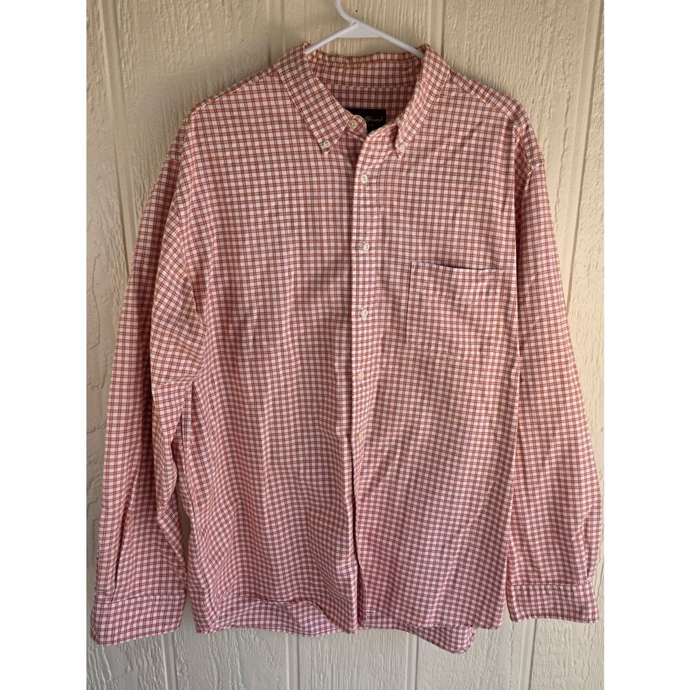Men's Eddie Bauer Red and White Check Button-Down Shirt, Size XLT